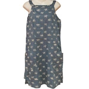 Passion Lillie 100% Organic Cotton Blue Juniper Print Summer Dress Medium